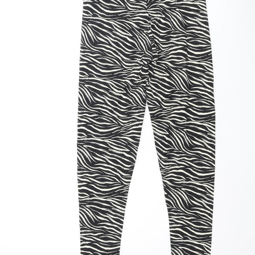Marks and Spencer Womens Black Animal Print Viscose Cropped Leggings Size 6 L25 in - Zebra Print
