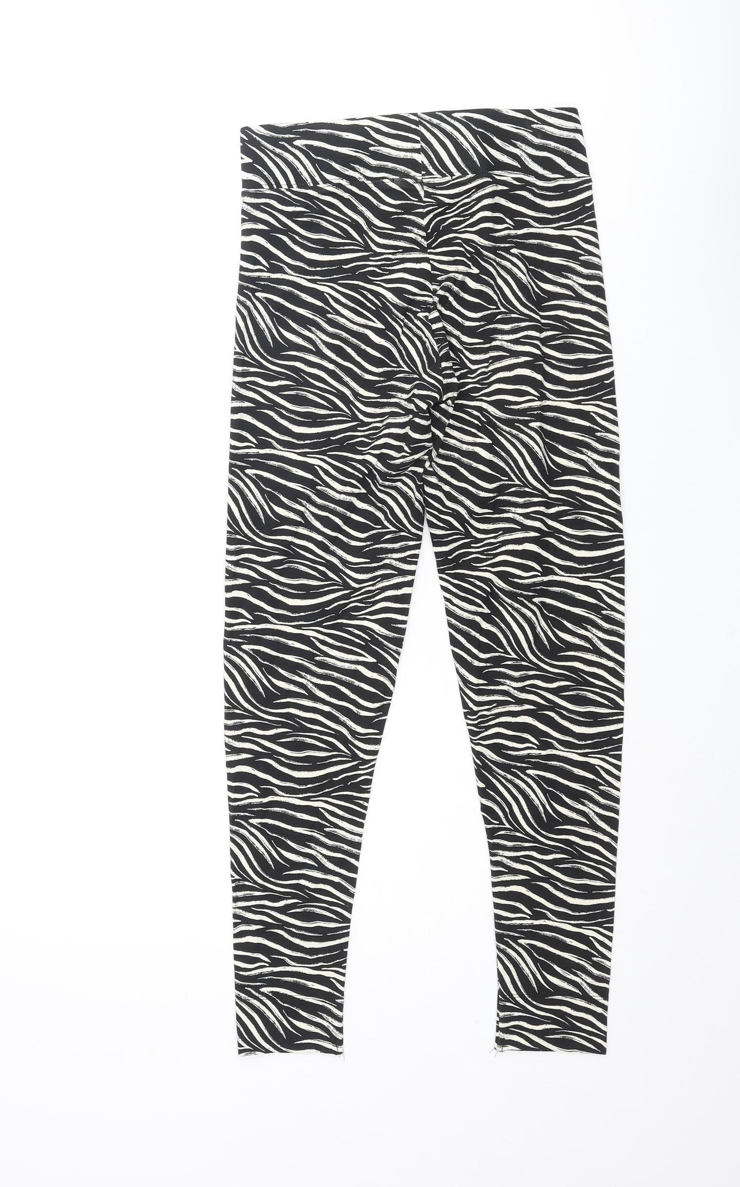 Marks and Spencer Womens Black Animal Print Viscose Cropped Leggings Size 6 L25 in - Zebra Print