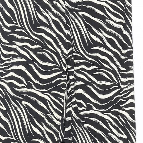 Marks and Spencer Womens Black Animal Print Viscose Cropped Leggings Size 6 L25 in - Zebra Print