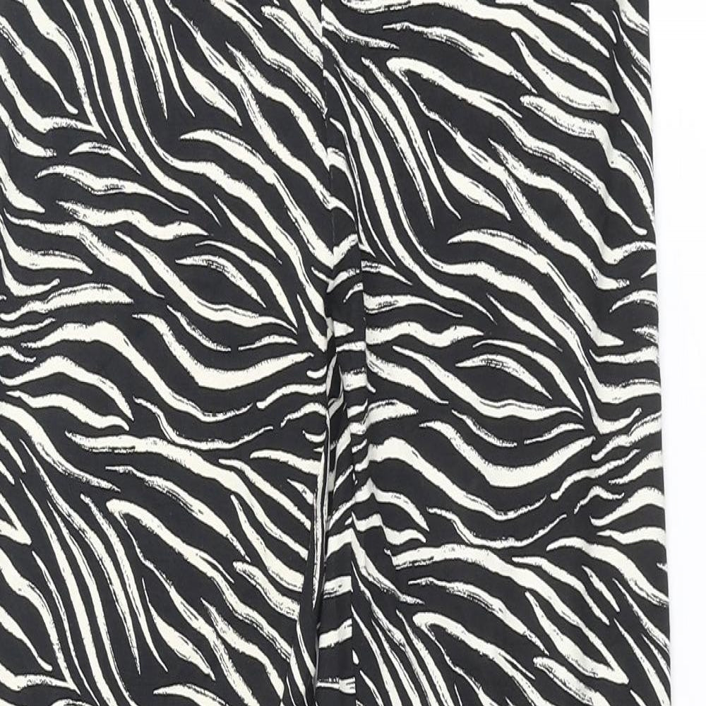 Marks and Spencer Womens Black Animal Print Viscose Cropped Leggings Size 6 L25 in - Zebra Print