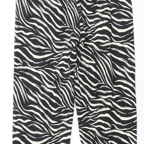Marks and Spencer Womens Black Animal Print Viscose Cropped Leggings Size 6 L25 in - Zebra Print