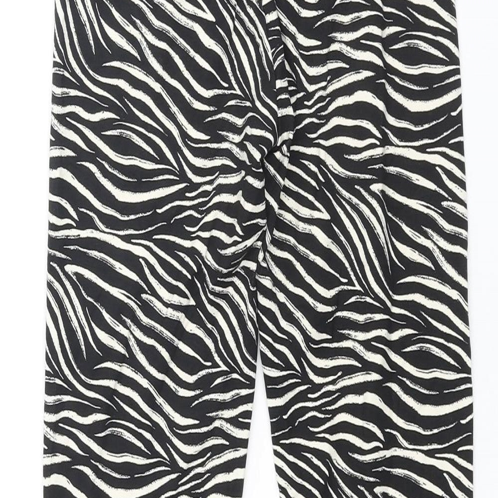 Marks and Spencer Womens Black Animal Print Viscose Cropped Leggings Size 6 L25 in - Zebra Print