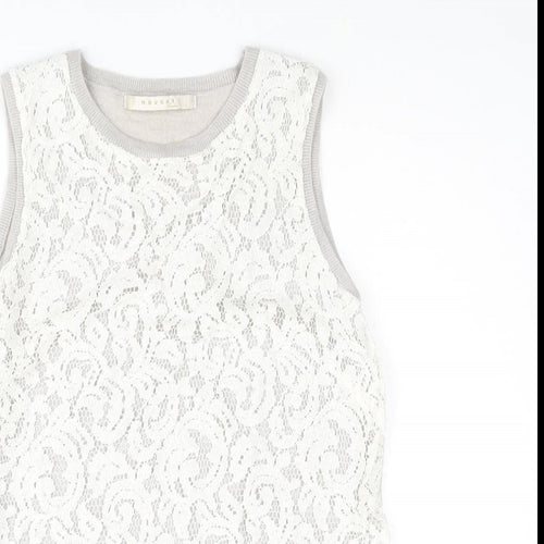Nougat Womens Beige Round Neck Wool Vest Jumper Size 10 - Lace Front