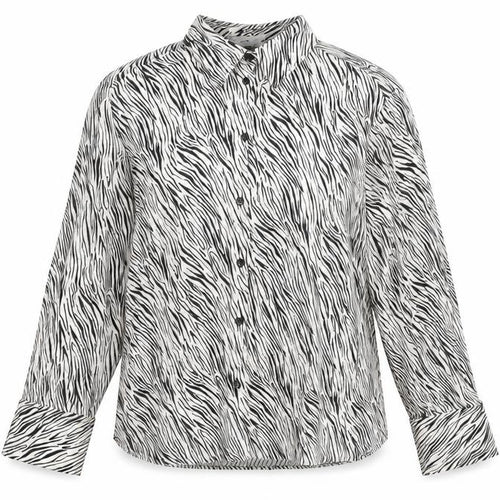 Mango Womens Beige Animal Print Viscose Basic Blouse Size XL Collared - Zebra Print