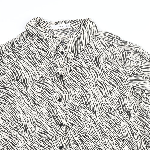 Mango Womens Beige Animal Print Viscose Basic Blouse Size XL Collared - Zebra Print