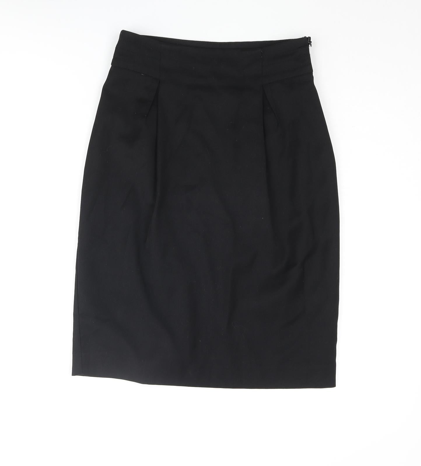 Mango Womens Black Polyester Straight & Pencil Skirt Size 8 Zip