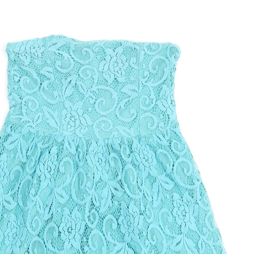 Stradivarius Womens Blue Polyester A-Line Size S Square Neck Pullover