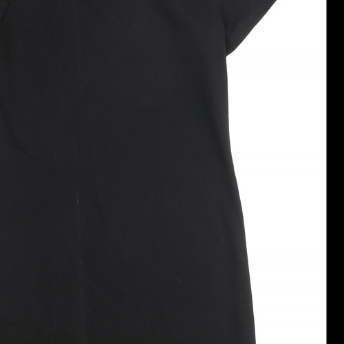 New Look Womens Black Polyester Shift Size 8 Round Neck Pullover - Velvet Stripe Textured