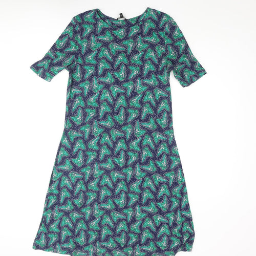 NEXT Womens Multicoloured Geometric Viscose Shift Size 12 Round Neck Pullover - Butterfly Print