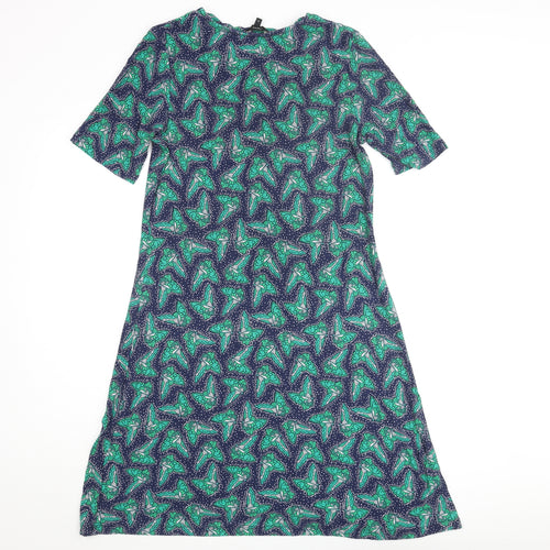 NEXT Womens Multicoloured Geometric Viscose Shift Size 12 Round Neck Pullover - Butterfly Print