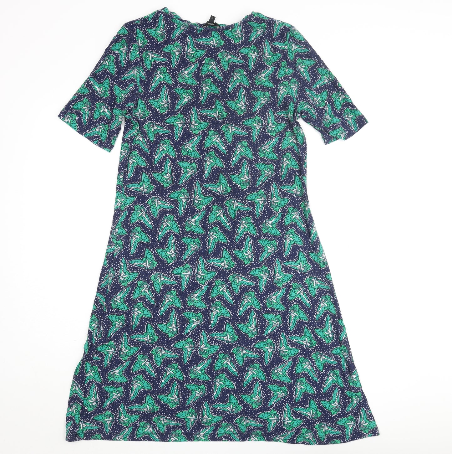 NEXT Womens Multicoloured Geometric Viscose Shift Size 12 Round Neck Pullover - Butterfly Print