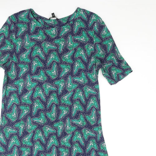 NEXT Womens Multicoloured Geometric Viscose Shift Size 12 Round Neck Pullover - Butterfly Print