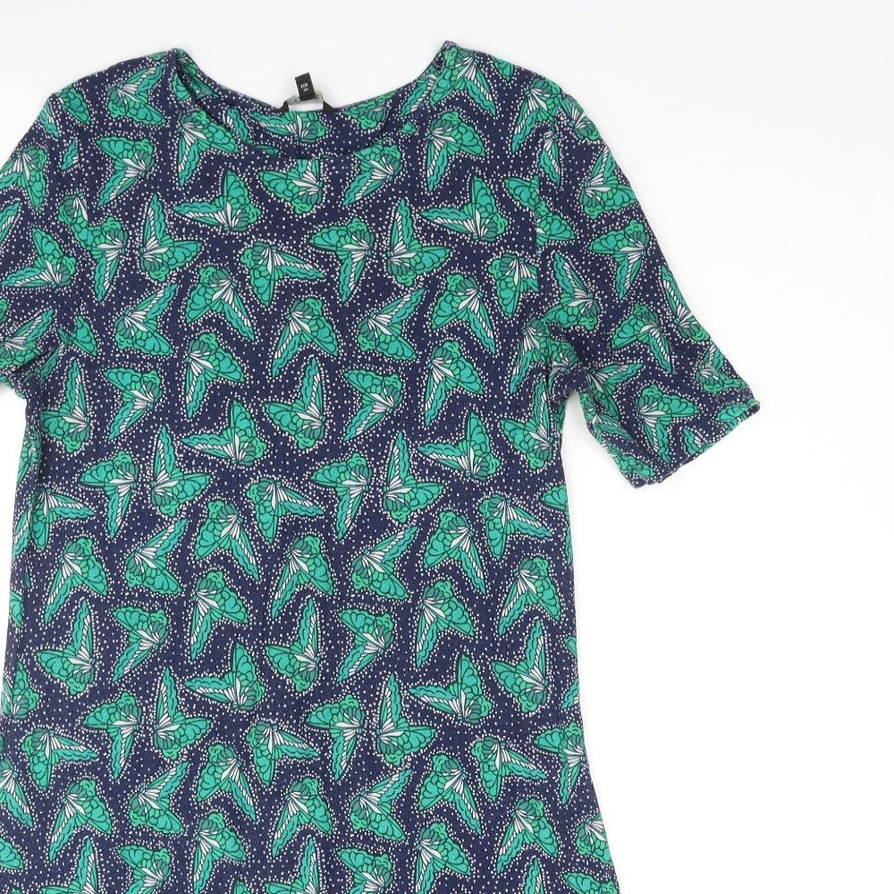 NEXT Womens Multicoloured Geometric Viscose Shift Size 12 Round Neck Pullover - Butterfly Print