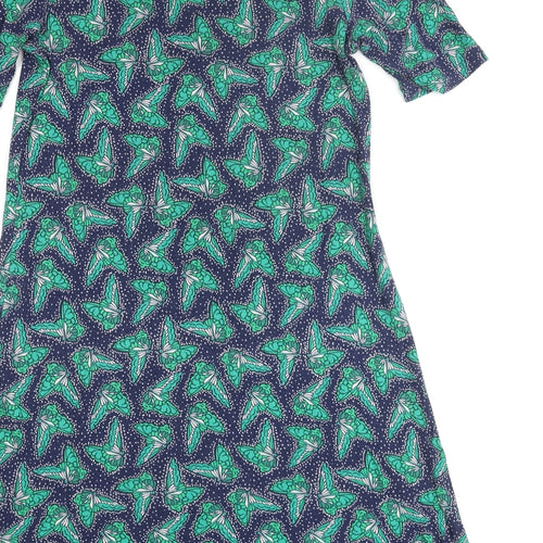NEXT Womens Multicoloured Geometric Viscose Shift Size 12 Round Neck Pullover - Butterfly Print