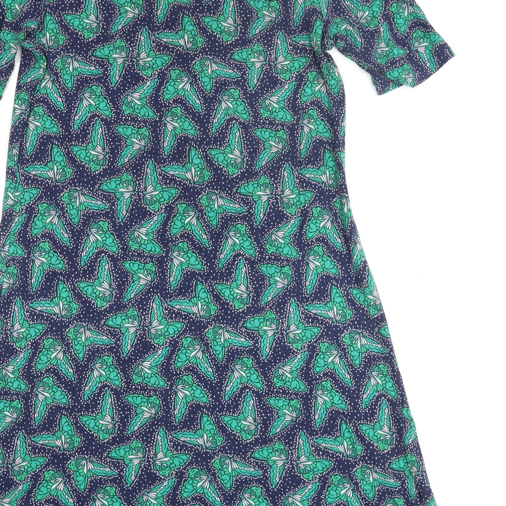 NEXT Womens Multicoloured Geometric Viscose Shift Size 12 Round Neck Pullover - Butterfly Print
