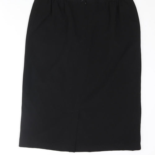 BHS Womens Black Polyester Straight & Pencil Skirt Size 16 Zip