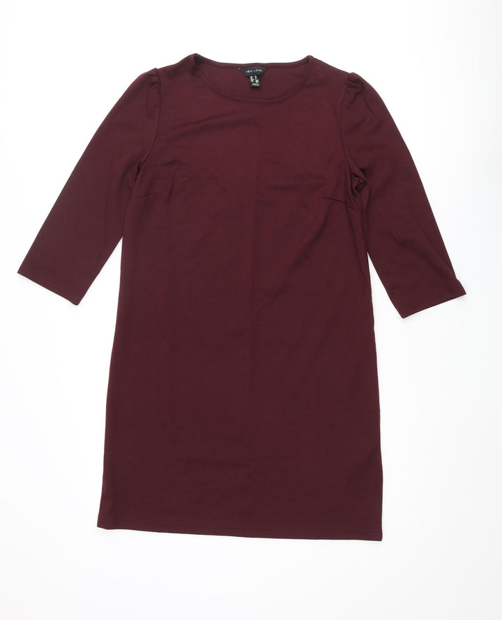 New Look Womens Red Polyester Shift Size 10 Round Neck Pullover