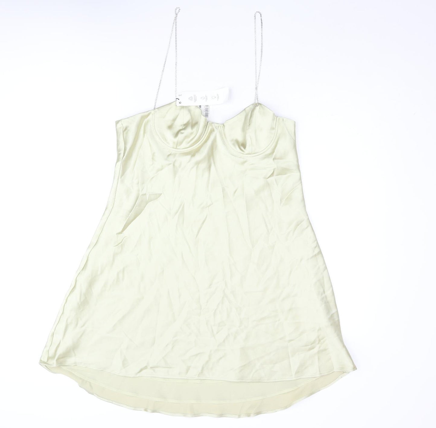 Zara Womens Gold Polyester A-Line Size XL Sweetheart Zip - Rhinestone Strap