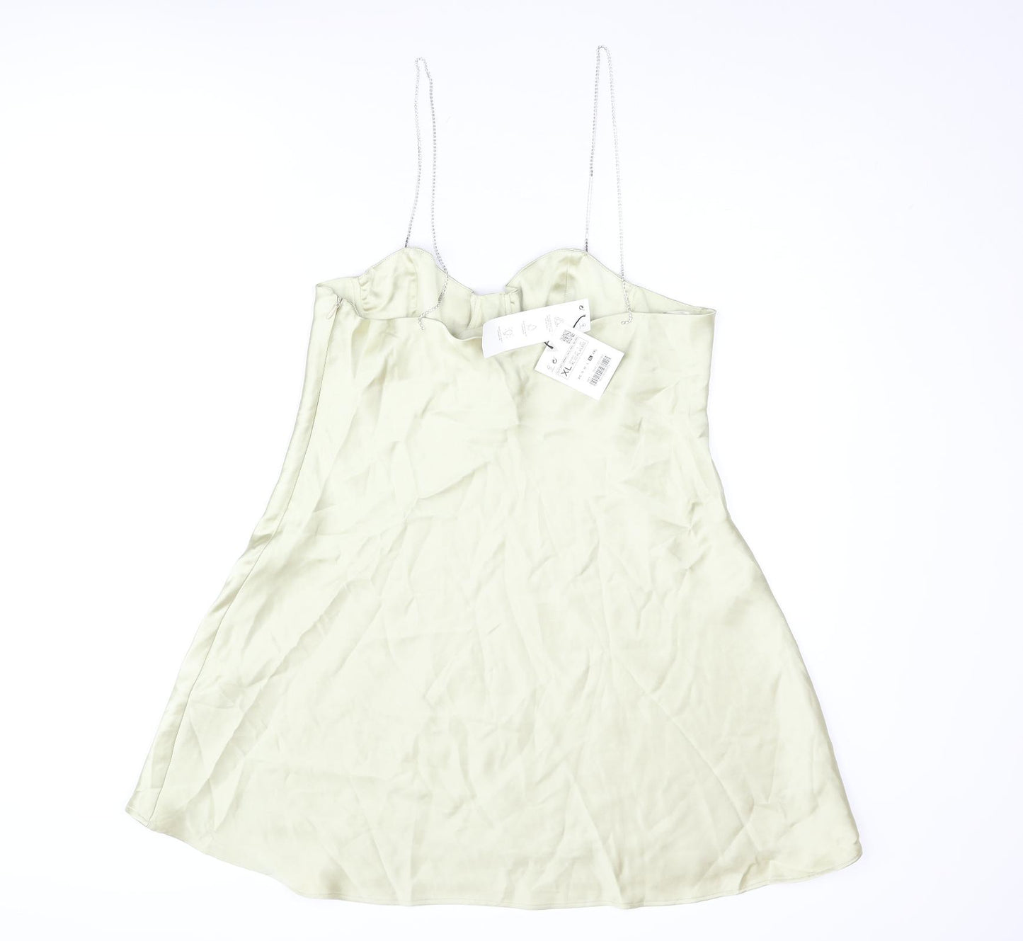Zara Womens Gold Polyester A-Line Size XL Sweetheart Zip - Rhinestone Strap