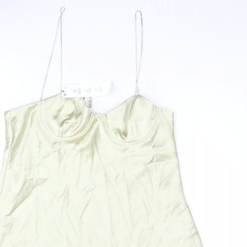 Zara Womens Gold Polyester A-Line Size XL Sweetheart Zip - Rhinestone Strap
