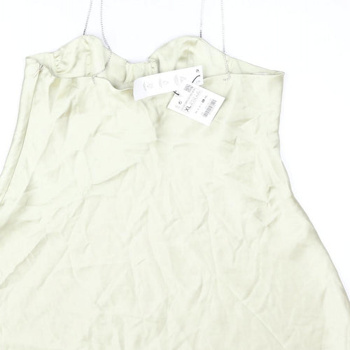 Zara Womens Gold Polyester A-Line Size XL Sweetheart Zip - Rhinestone Strap