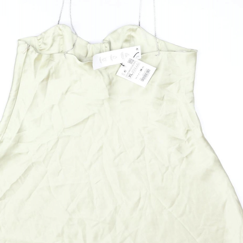 Zara Womens Gold Polyester A-Line Size XL Sweetheart Zip - Rhinestone Strap