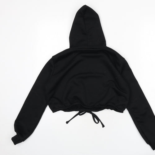 Boohoo Womens Black Polyester Pullover Hoodie Size 10 Pullover - Cropped