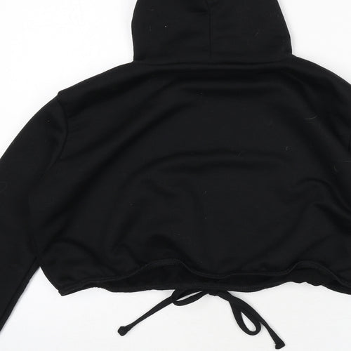 Boohoo Womens Black Polyester Pullover Hoodie Size 10 Pullover - Cropped