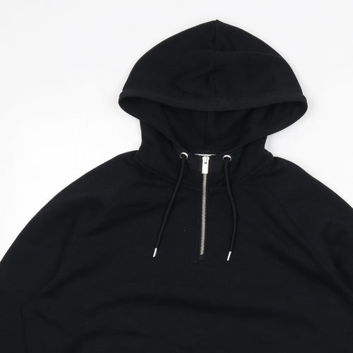 Autograph Mens Black Cotton Henley Hoodie Size M