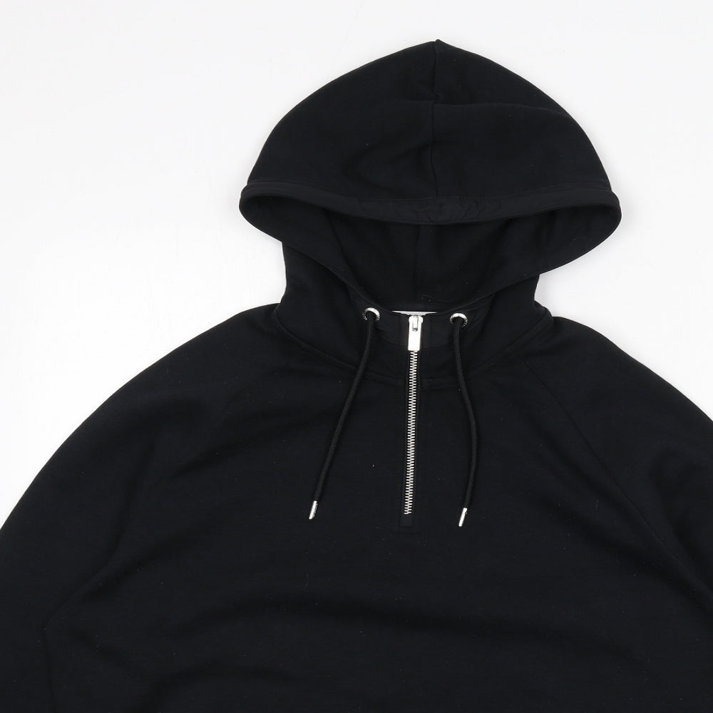 Autograph Mens Black Cotton Henley Hoodie Size M