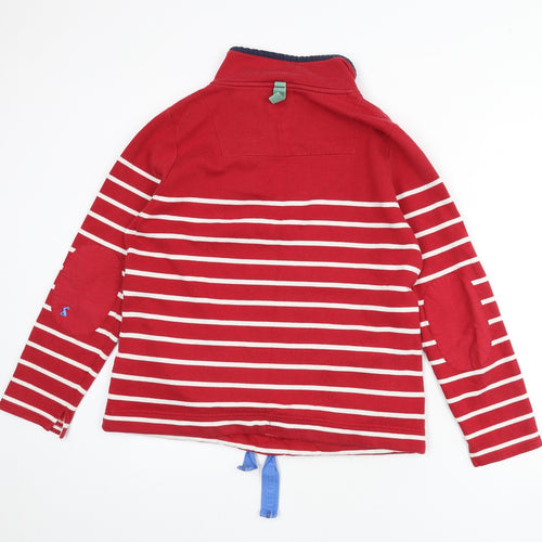 Joules Womens Red Striped Cotton Pullover Sweatshirt Size 12 Button