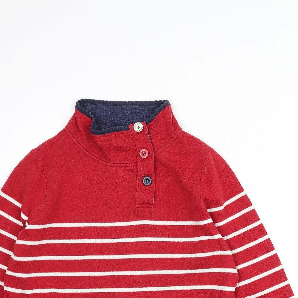 Joules Womens Red Striped Cotton Pullover Sweatshirt Size 12 Button