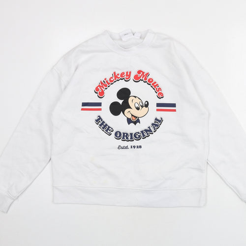 Disney Womens White Polyester Pullover Sweatshirt Size 6 Pullover - Size 6-8, Mickey Mouse