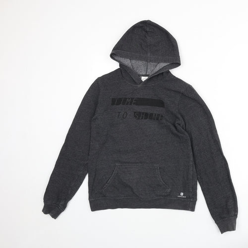 DECATHLON Womens Grey Cotton Pullover Hoodie Size XS Pullover - Time To Shine