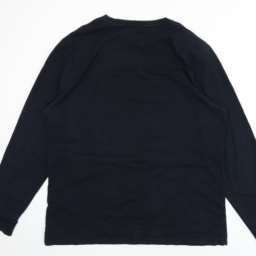 Marks and Spencer Mens Blue Cotton T-Shirt Size L Round Neck