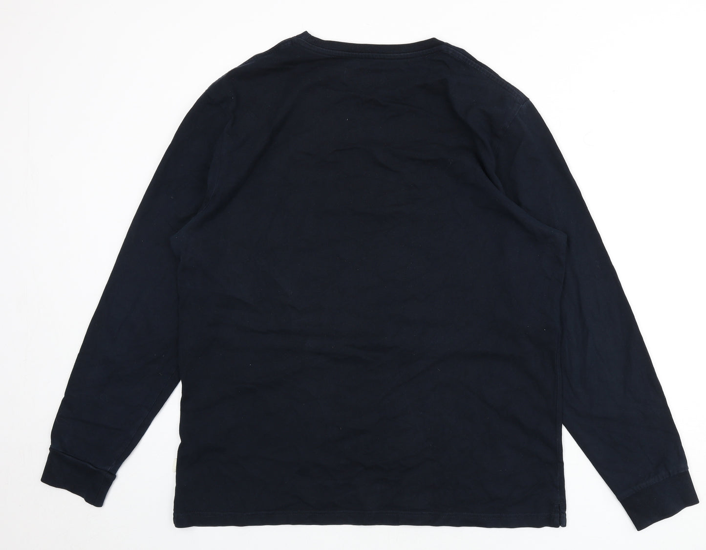 Marks and Spencer Mens Blue Cotton T-Shirt Size L Round Neck