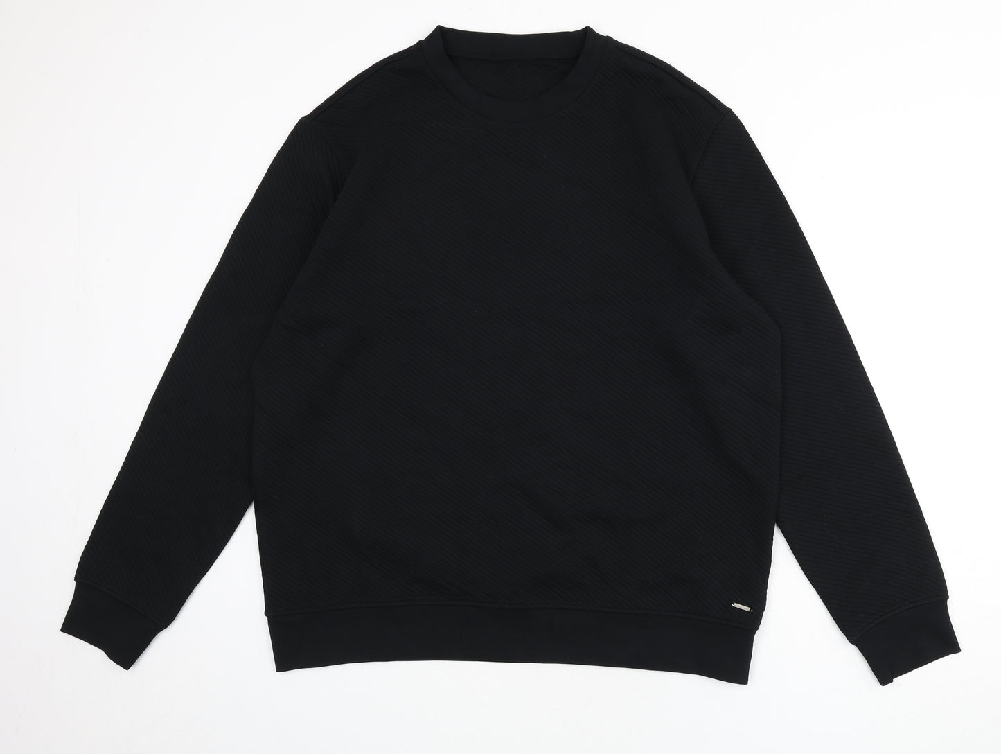 Autograph Mens Black Cotton Pullover Sweatshirt Size XL - Ribbed