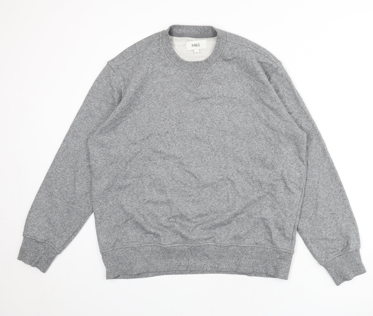 Marks and Spencer Mens Grey Cotton Pullover Sweatshirt Size L