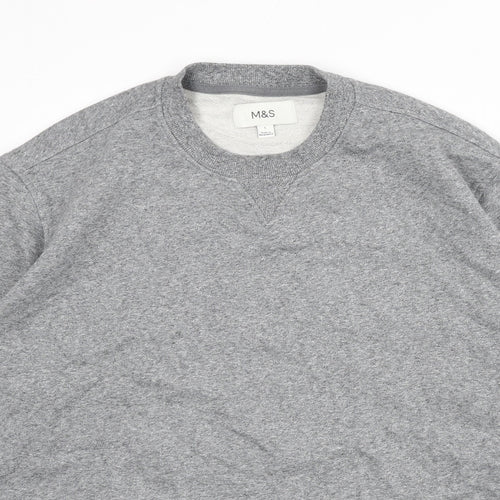 Marks and Spencer Mens Grey Cotton Pullover Sweatshirt Size L