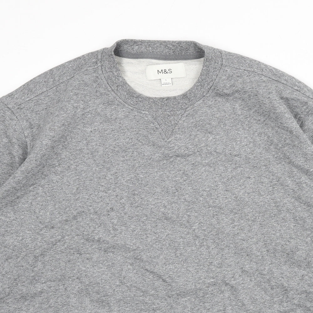 Marks and Spencer Mens Grey Cotton Pullover Sweatshirt Size L