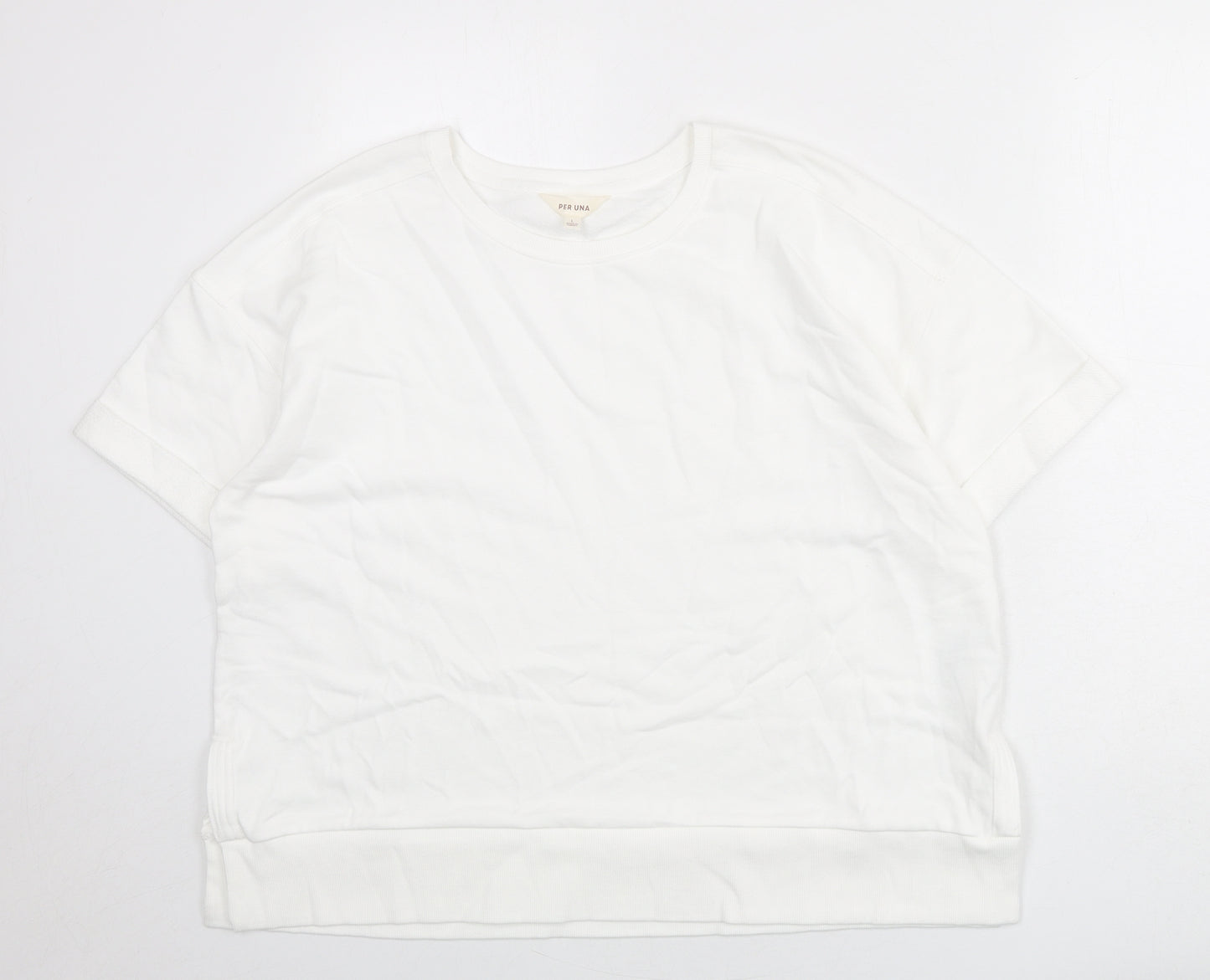 Per Una Womens White Cotton Pullover Sweatshirt Size L Pullover