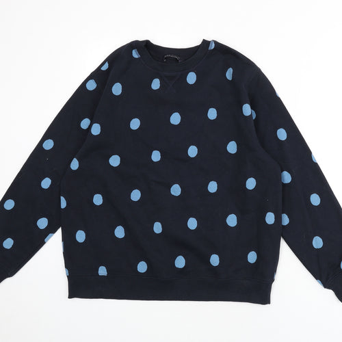 Marks and Spencer Womens Blue Polka Dot Cotton Pullover Sweatshirt Size 10 Pullover