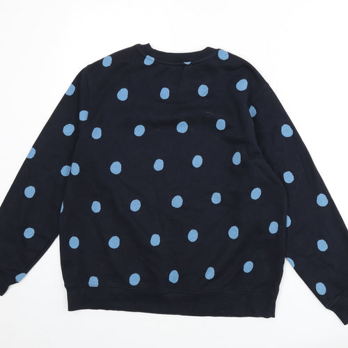 Marks and Spencer Womens Blue Polka Dot Cotton Pullover Sweatshirt Size 10 Pullover