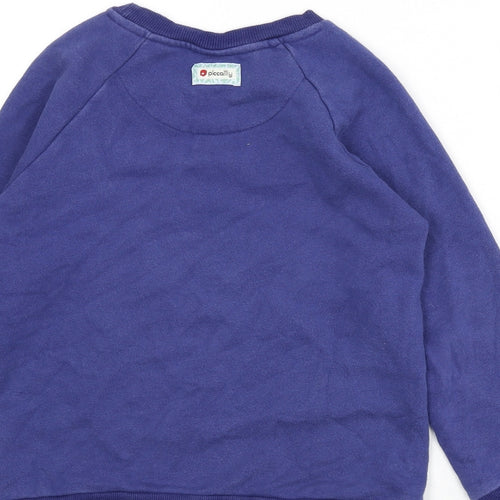 Piccalilly Girls Blue 100% Cotton Pullover Sweatshirt Size 9-10 Years Pullover - Flowers