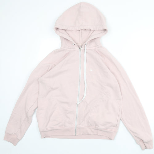 Jack Wills Womens Pink Cotton Full Zip Hoodie Size 14 Zip