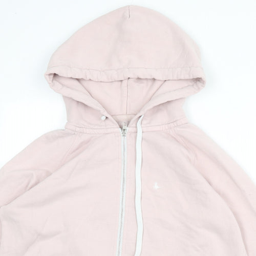 Jack Wills Womens Pink Cotton Full Zip Hoodie Size 14 Zip