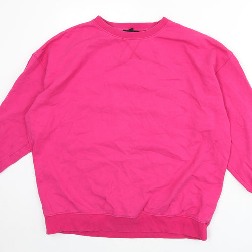 New Look Womens Pink Cotton Pullover Sweatshirt Size L Pullover