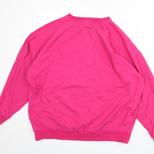 New Look Womens Pink Cotton Pullover Sweatshirt Size L Pullover