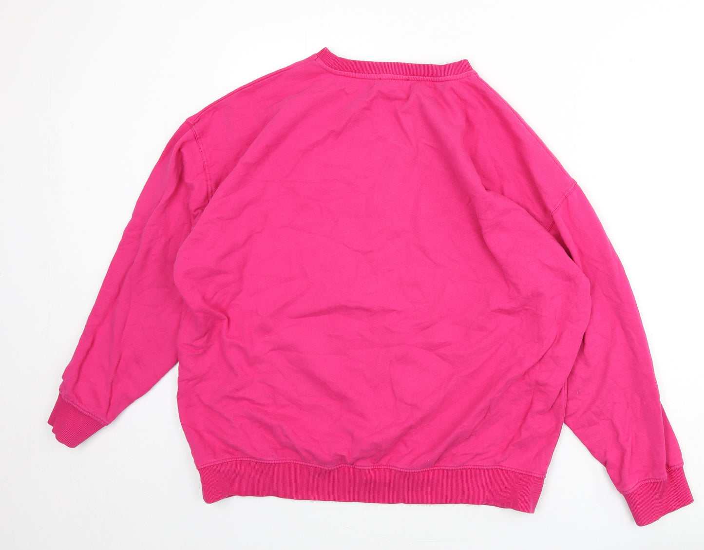 New Look Womens Pink Cotton Pullover Sweatshirt Size L Pullover