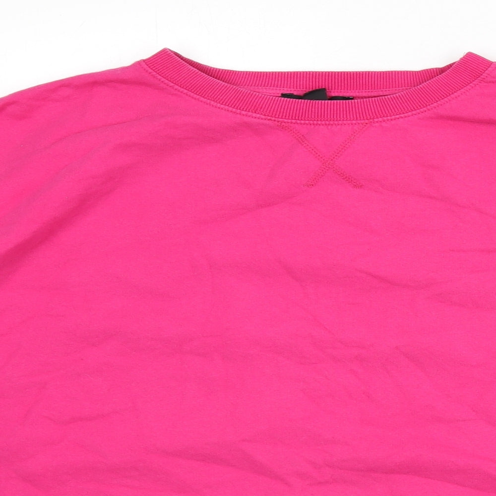 New Look Womens Pink Cotton Pullover Sweatshirt Size L Pullover